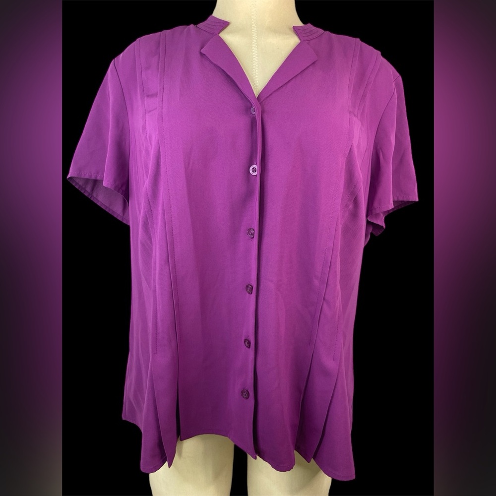 Dana Buchman Short Sleeve Button Up Blouse Women’s XL